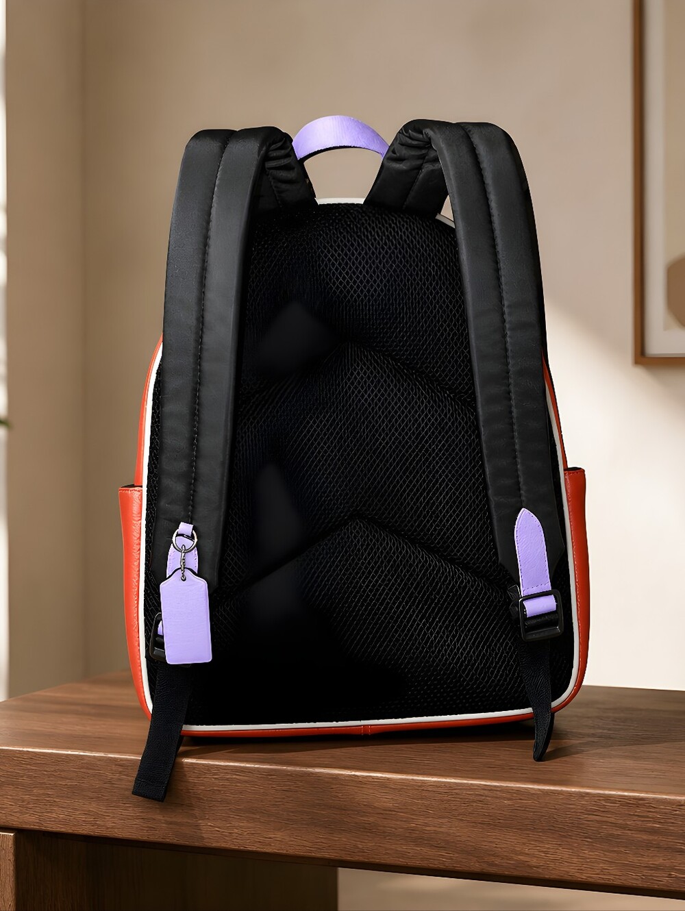 Coach Court Backpack in Colorblock,  in Light Violet/Electric Coral Color 2020's - Picture 7 of 11